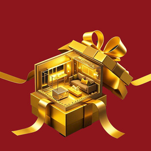 金色礼盒内的奢华家居展示