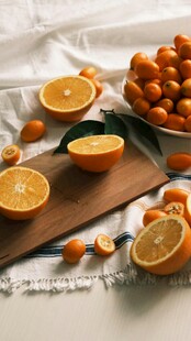 新鲜柑橘类水果摆盘展示