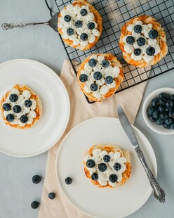 蓝莓松饼摆拍美食画面