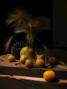 静物水果与绿植光影画面