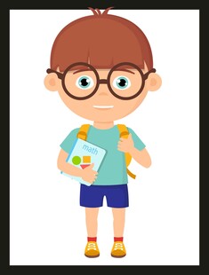 背着书包的戴眼镜小男孩