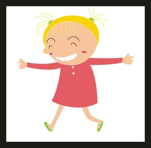 欢快奔跑的红衣小女孩