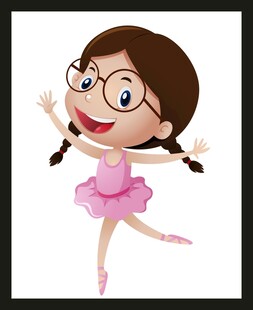 戴眼镜的芭蕾小女孩
