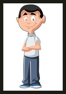 自信站立的卡通男孩