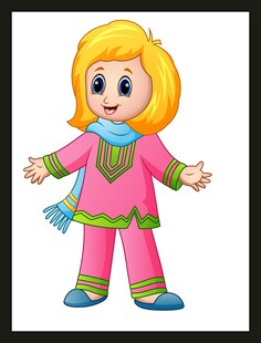 可爱金发小女孩卡通形象