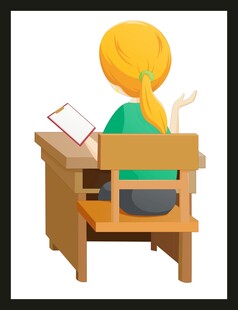 女孩伏案读书场景