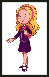 金发女孩穿紫裙伸手