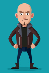 愤怒光头男双手叉腰