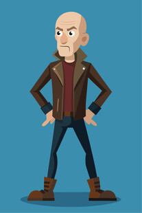 酷炫光头男士双手叉腰