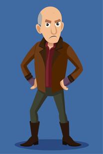 严肃站姿的卡通光头男士