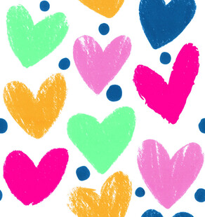 多彩手绘爱心图案背景