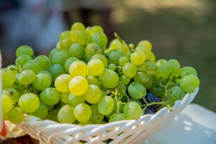白篮中的鲜绿葡萄