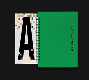 绿色笔记本与字母卡片展示