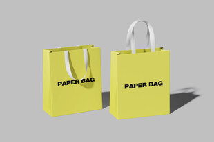 黄色纸质手提袋样机展示