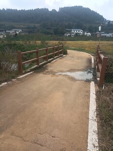 乡村木质桥旁的泥土小路