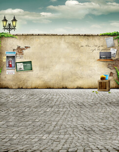 复古街道墙面场景