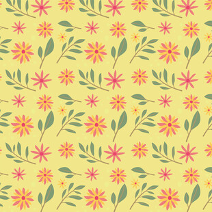 黄色花卉图案背景纹理