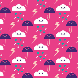 粉色雨天图案可爱无缝背景