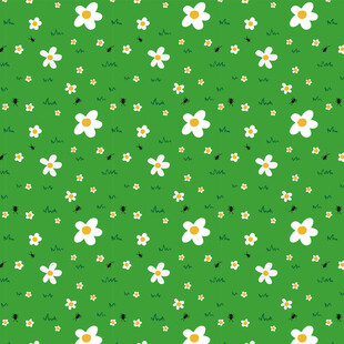 绿色背景上的白色小花图案