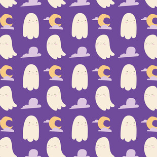 紫色背景幽灵月亮图案