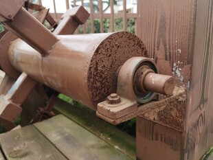 老旧工业机械装置特写