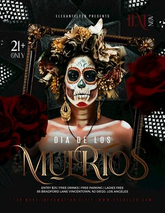 骷髅玫瑰主题亡灵节海报