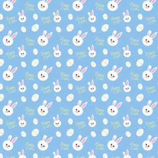 蓝色背景可爱兔子图案