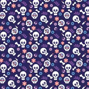 骷髅星星图案的紫色背景图