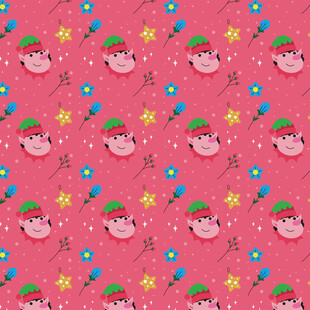 粉色背景圣诞小精灵图案