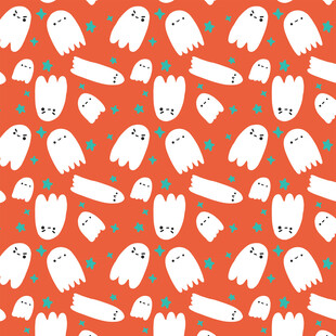 幽灵图案的橙色背景设计
