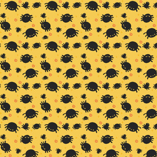 黄色背景上的黑色瓢虫图案