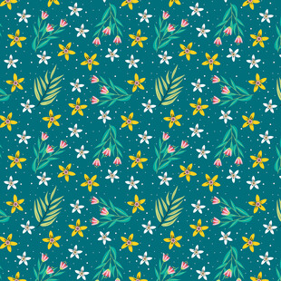 清新碎花绿植图案背景