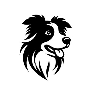 黑白边牧头像设计