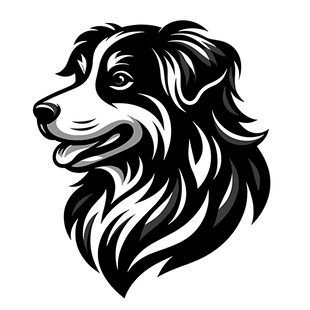 黑白牧羊犬头像图案