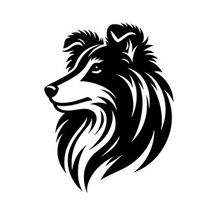 牧羊犬头像黑白简约图案