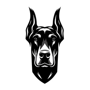 杜宾犬黑白简约头像