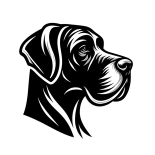 杜宾犬头部黑白简约图案