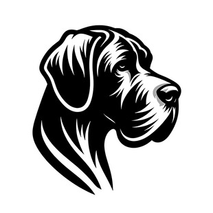 大丹犬头部黑白矢量图