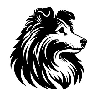 牧羊犬头像黑白艺术图案