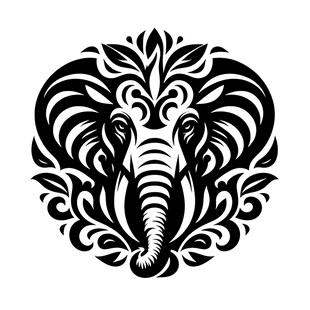 黑白象头花纹图案设计