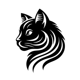 黑猫轮廓头像设计图案