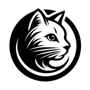 黑猫头部简约标志设计