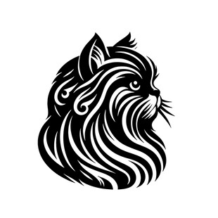 优雅长毛猫轮廓图案