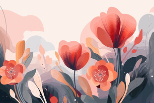 绚丽花卉插画绽放自然之美