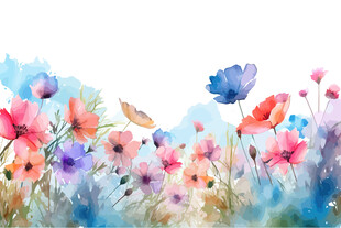 梦幻多彩花卉风景图