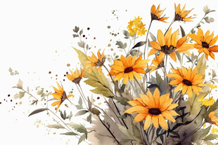 水彩绘向日葵花卉图