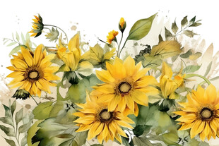 向日葵花卉插画