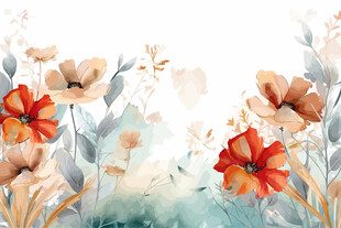 水彩花卉插画清新自然风