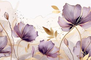 紫色花卉艺术插画