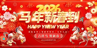 马年2026年新年系列展板背景